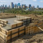 Concrete cribbing work site in Edmonton