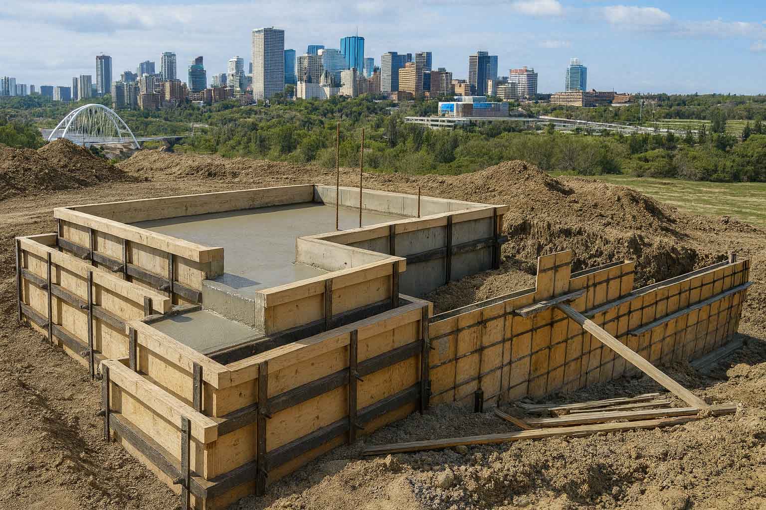 Concrete cribbing work site in Edmonton
