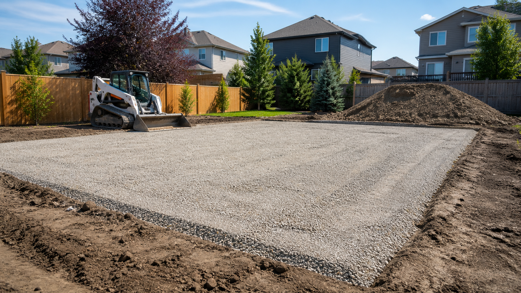 Garage pad site prep in Edmonton by Shan Construction